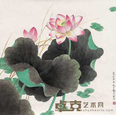 龚文桢 甲申（2004年）作 荷花 镜心 68×68cm